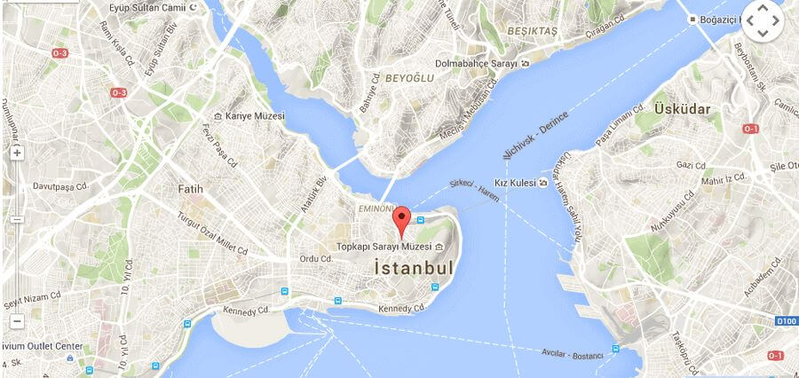 Isztambul nevezetességeinek térképe